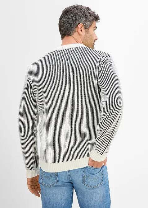 Ribbet genser av bomullsmiks, Loose Fit, bonprix
