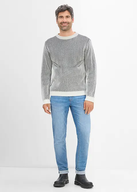 Ribbet genser av bomullsmiks, Loose Fit, bonprix