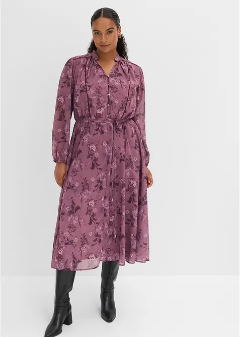Midi chiffonkjole, bonprix