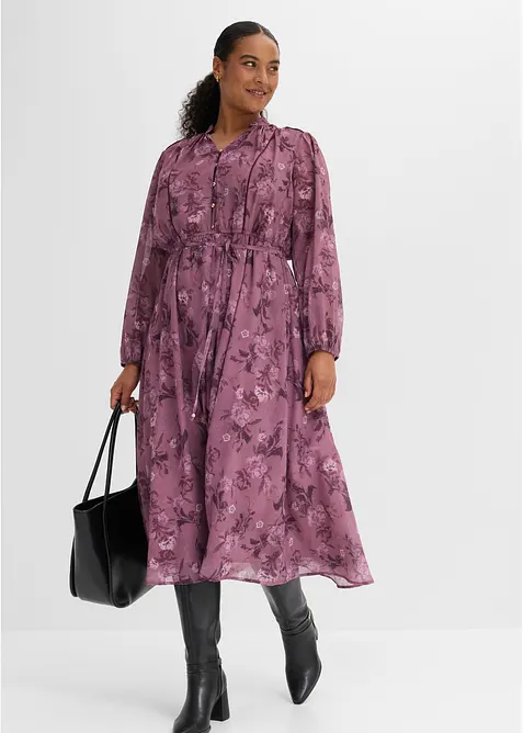Midi chiffonkjole, bonprix