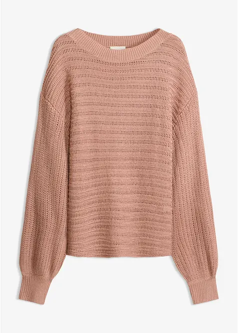 Oversized genser med hullm&oslash;nster, bonprix