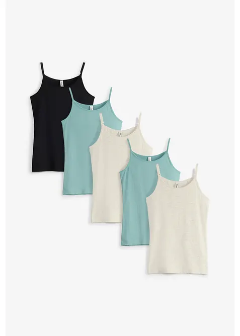 Singlet med myk, &oslash;kologisk bomull (5-pack), bonprix
