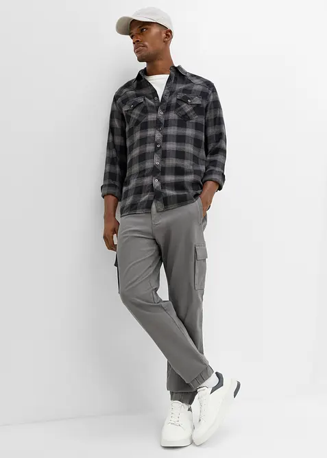 Regular fit cargobukse med stretch, tapered, bonprix