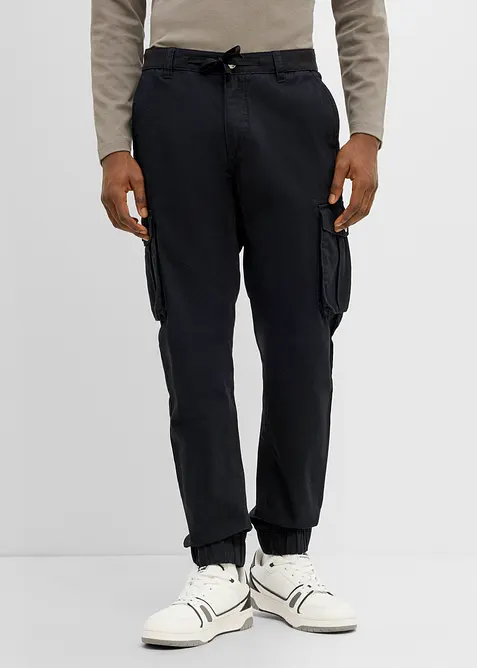 Regular fit cargobukse i 100% bomull, tapered, bonprix