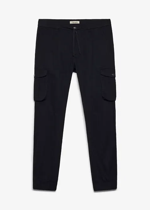 Regular fit cargobukse i 100% bomull, tapered, bonprix
