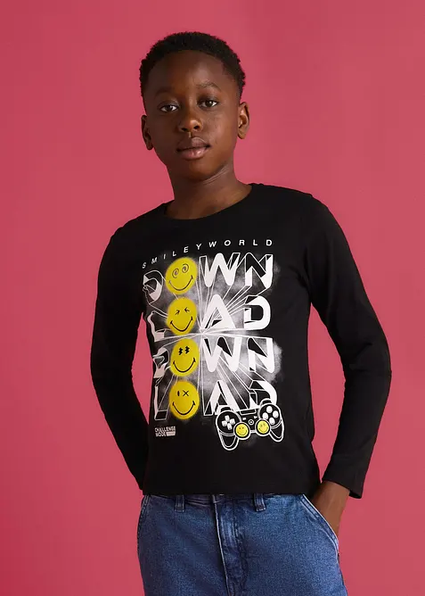 Smiley World-langermet topp i 100% bomull, SmileyWorld