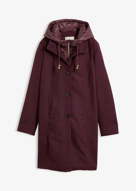 Kort vinterk&aring;pe i ullstil og 2i1-look, bonprix