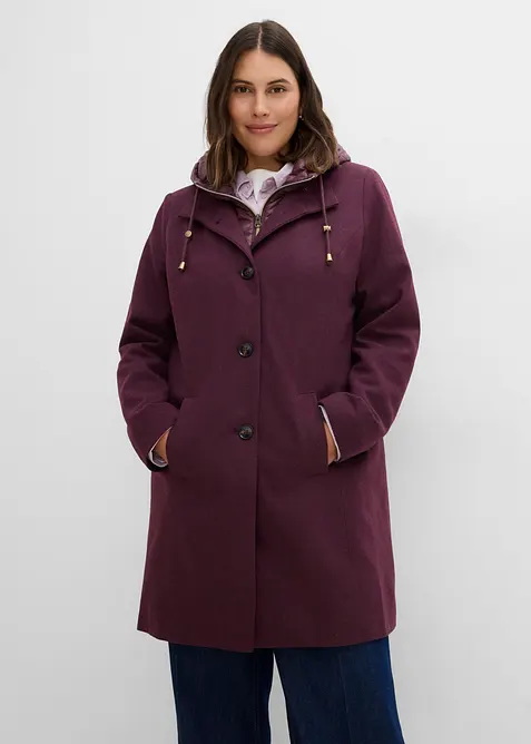 Kort vinterk&aring;pe i ullstil og 2i1-look, bonprix