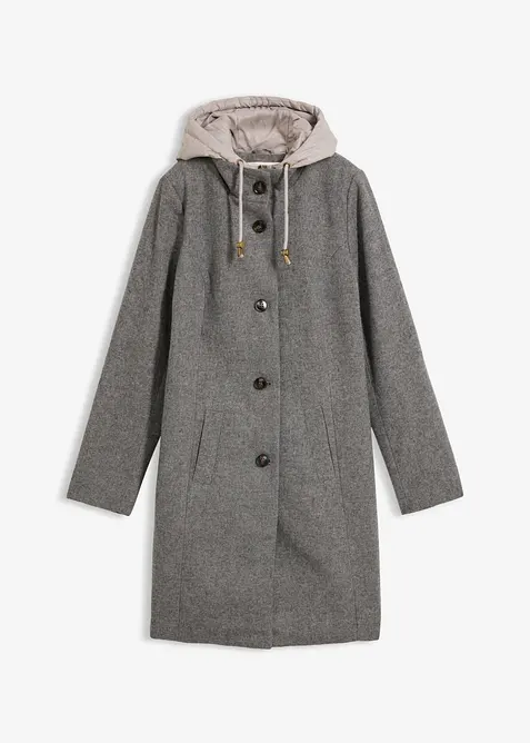 Kort vinterk&aring;pe i ullstil og 2i1-look, bonprix