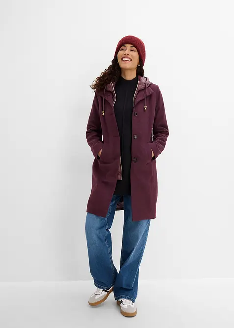Kort vinterk&aring;pe i ullstil og 2i1-look, bonprix
