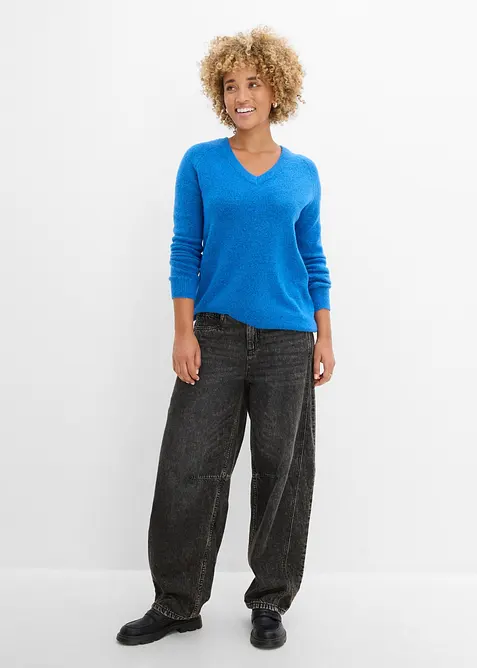 Strikket genser med V-hals, Oversized Fit, bonprix