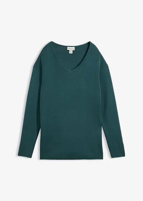 Milano Rib-genser med V-hals, bonprix