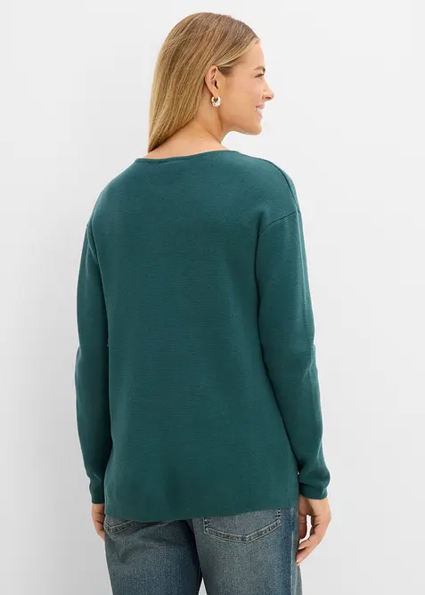 Milano Rib-genser med V-hals, bonprix