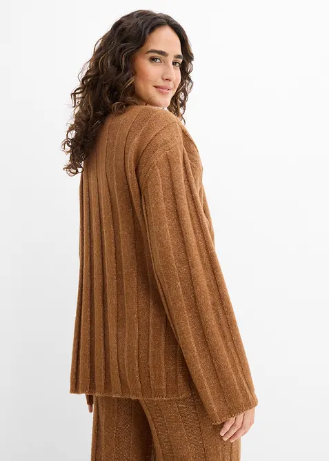 Oversized, ribbestrikket genser, bonprix