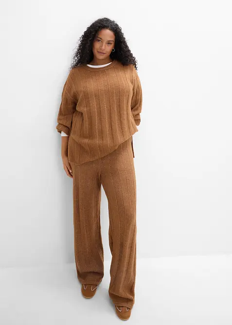 Oversized, ribbestrikket genser, bonprix