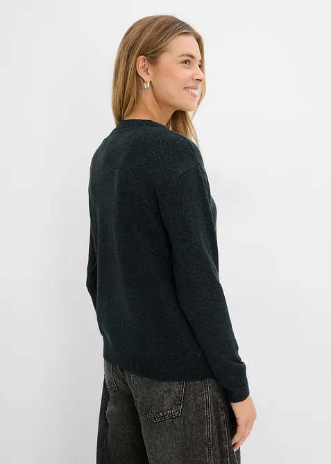 Strikket genser i melert garn med rund hals, bonprix