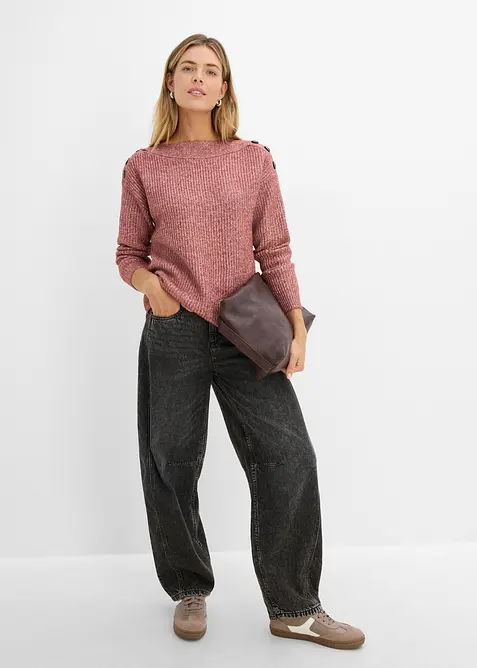 Oversized genser med knapper, bonprix