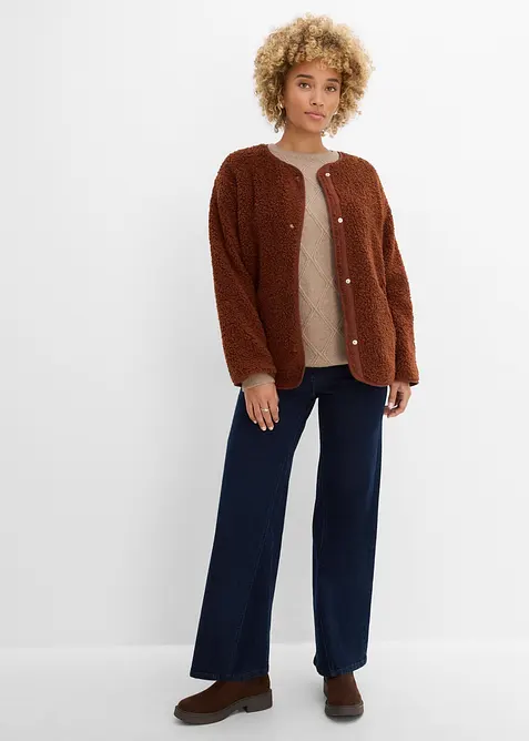 Oversized genser med flettem&oslash;nster, bonprix
