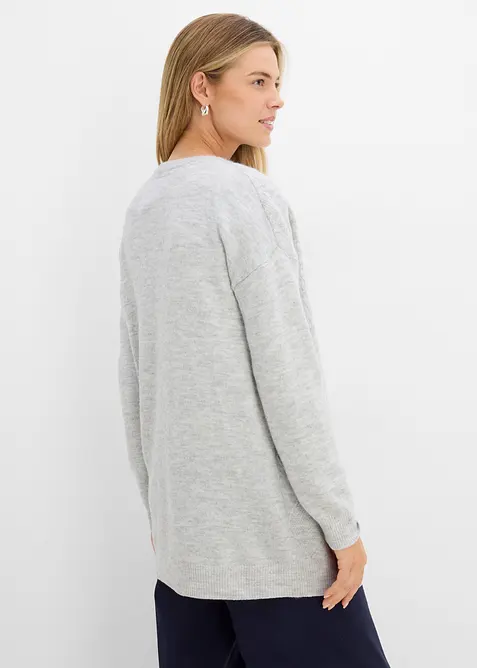 Oversized genser med flettem&oslash;nster, bonprix