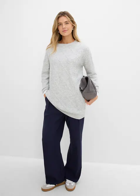 Oversized genser med flettem&oslash;nster, bonprix