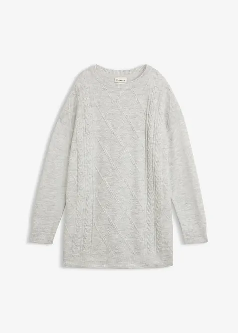 Oversized genser med flettem&oslash;nster, bonprix
