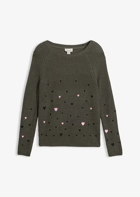 Genser med broderi, bonprix