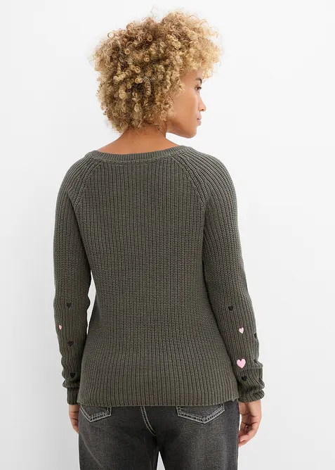 Genser med broderi, bonprix