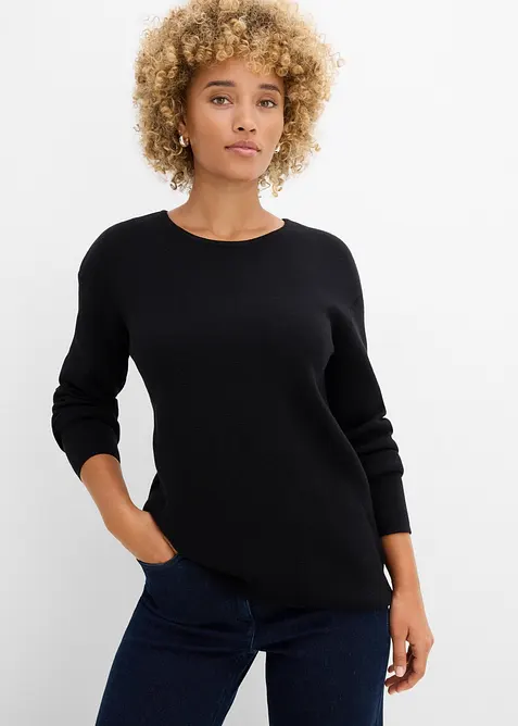 Milano Rib-genser med rund hals, bonprix