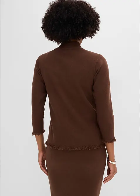 Cardigan med frynsekant, bonprix