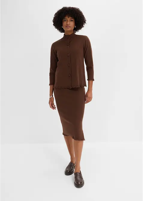 Cardigan med frynsekant, bonprix