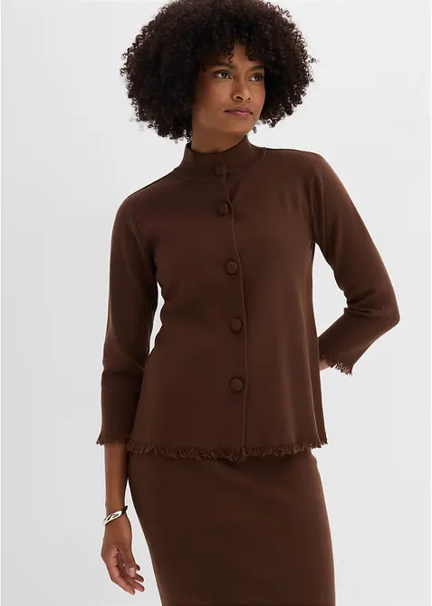 Cardigan med frynsekant, bonprix
