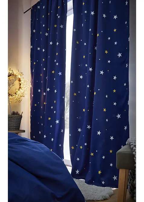 Isolerende m&oslash;rkleggingsgardin med m&oslash;nster p&aring; begge sider, f&aring;s ogs&aring; i ekstra bred (1-pack), bonprix
