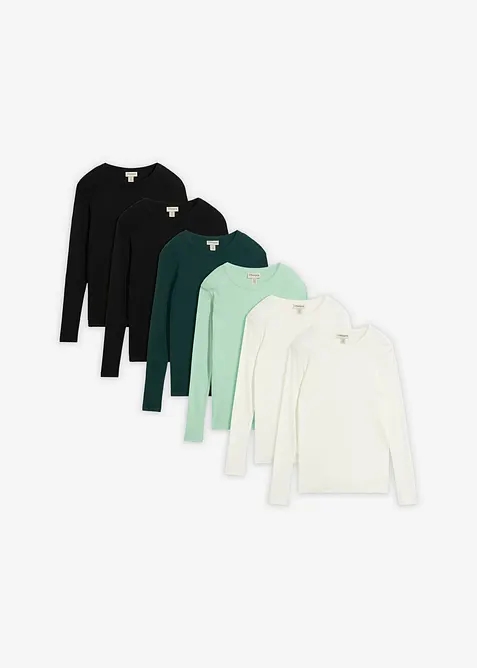 Ribbet topp i 100% &oslash;kologisk bomull (6-pack), bonprix