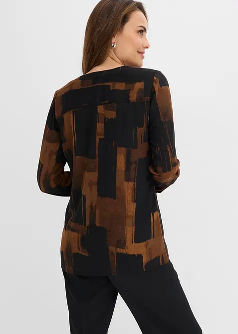 Lang, m&oslash;nstret chiffonbluse, bonprix