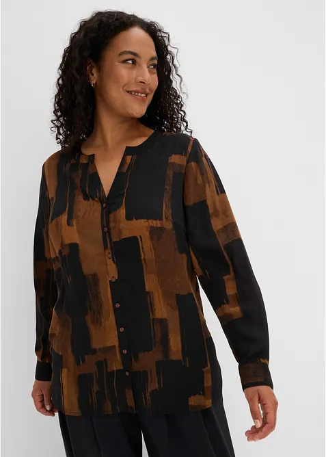 Lang, m&oslash;nstret chiffonbluse, bonprix