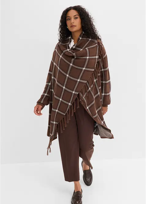 Lang cardigan med frynser, bonprix
