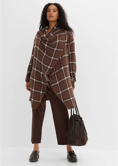 Lang cardigan med frynser, bonprix