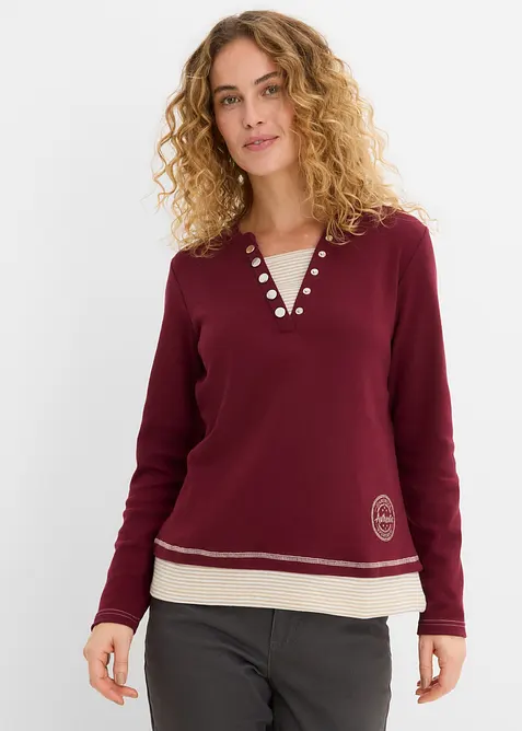 Langermet bomullstopp, 2-i-1-stil, bonprix