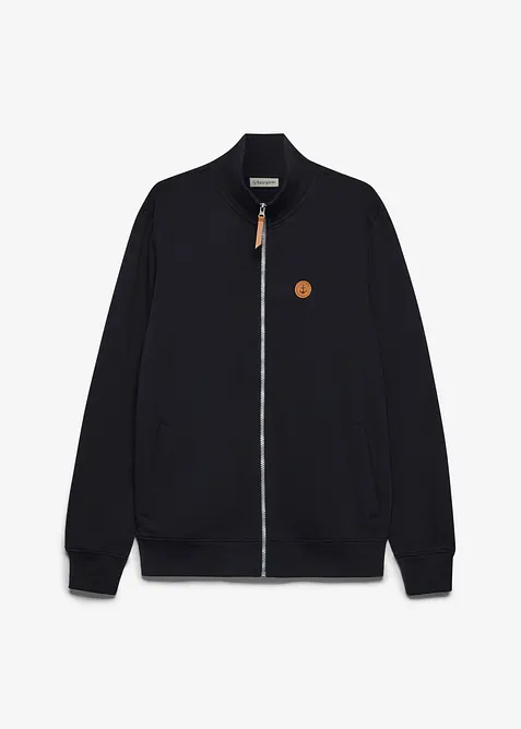 Sweatjakke med detaljer i imitert skinn, bonprix