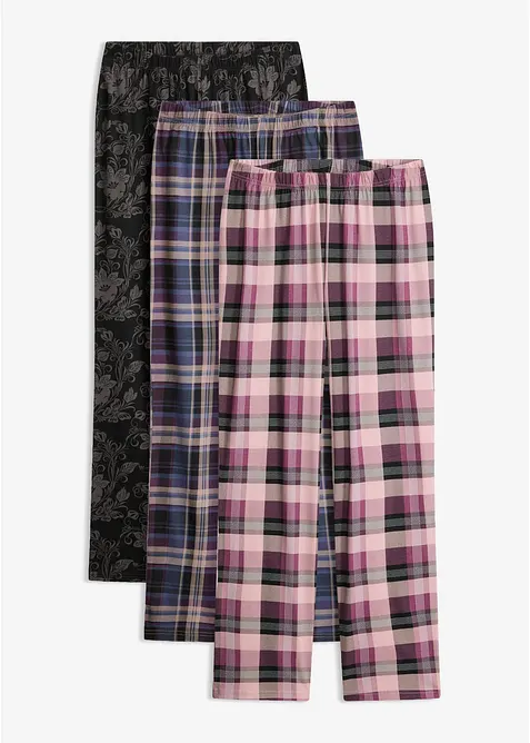 Pyjamasbukse i 100% bomull (3-pack), bonprix