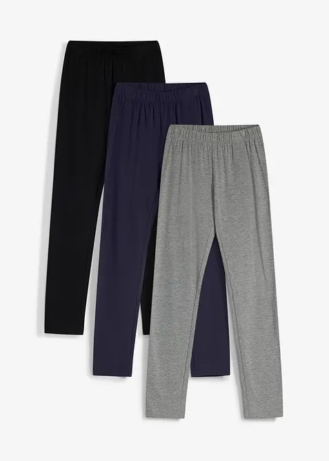 Leggings i elastisk, &oslash;kologisk bomullsmiks (3-pack), bonprix