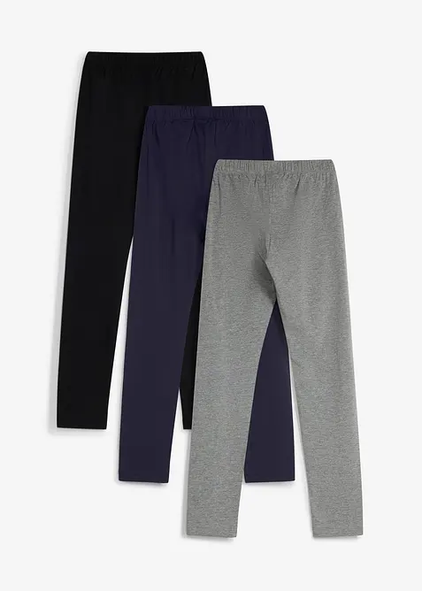 Leggings i elastisk, &oslash;kologisk bomullsmiks (3-pack), bonprix