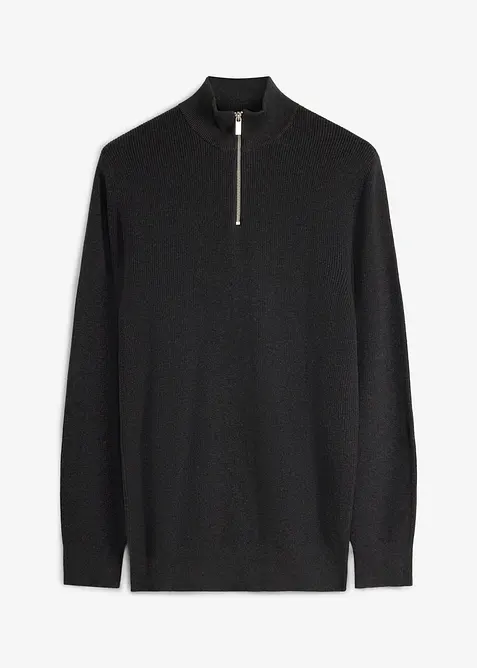 Half zip genser i 100% bomull, bonprix