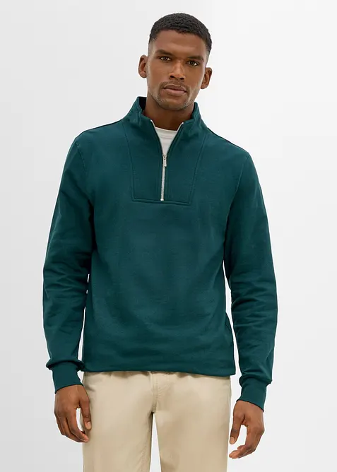 Half zip sweatshirt i 100% &oslash;kologisk bomull, bonprix