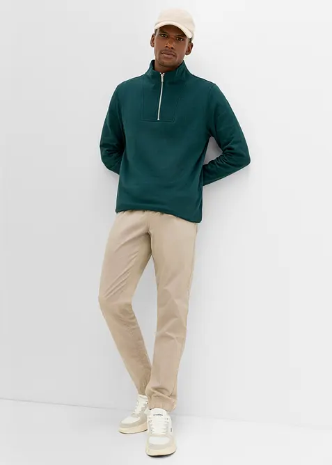 Half zip sweatshirt i 100% &oslash;kologisk bomull, bonprix