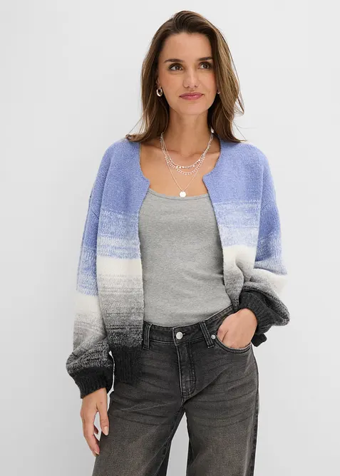 Grovstrikket cardigan i myk garnmiks med ull, bonprix