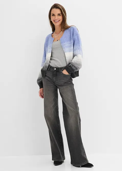 Grovstrikket cardigan i myk garnmiks med ull, bonprix
