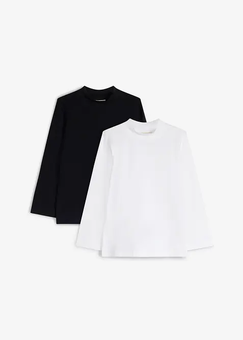 Langermet topp i elastisk miks av &oslash;kologisk bomull (2-pack), bonprix