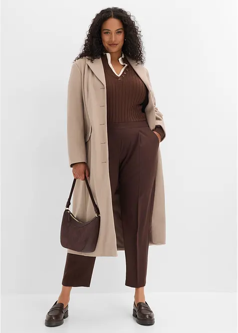 Ribbet, finstrikket genser med viskose i 2-i-1-stil, bonprix
