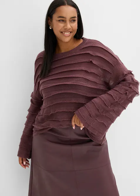 Oversized genser, semitransparent, bonprix